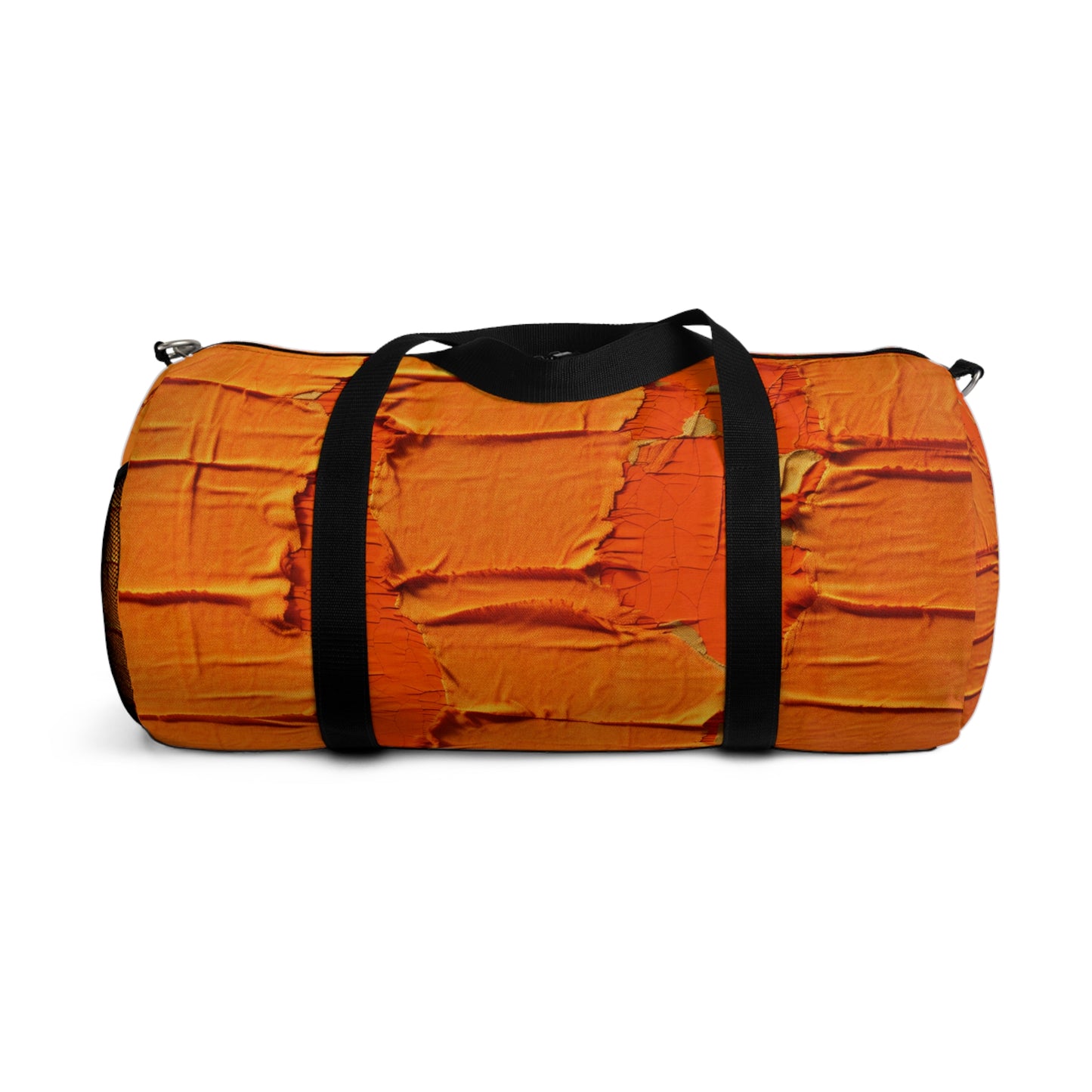 Fiery Citrus Orange: Edgy Distressed, Denim-Inspired Fabric - Duffel Bag