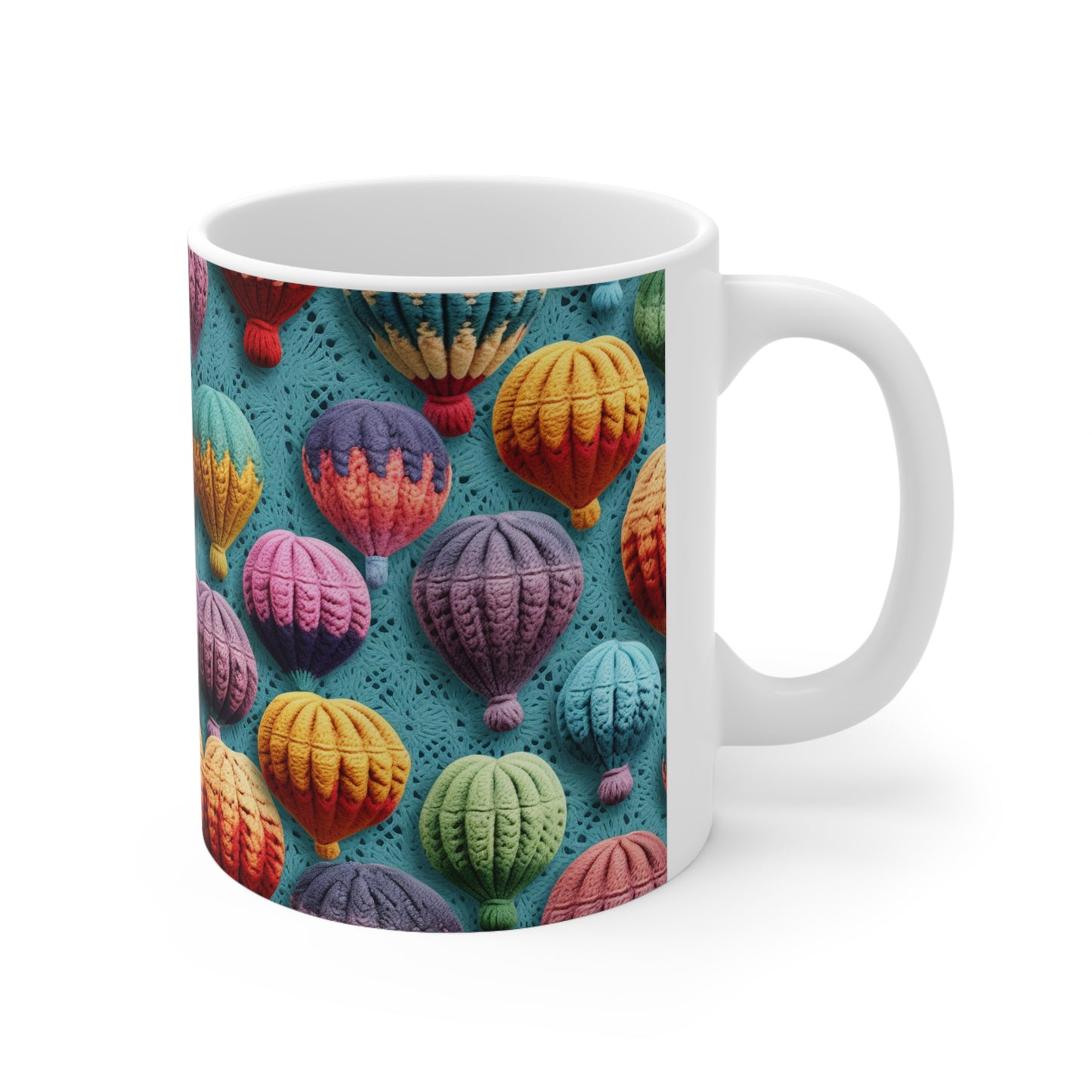 Globos aerostáticos de ganchillo Sky Travel Transport Estilo escénico - Taza de cerámica 11oz