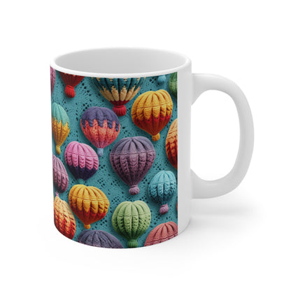 Globos aerostáticos de ganchillo Sky Travel Transport Estilo escénico - Taza de cerámica 11oz