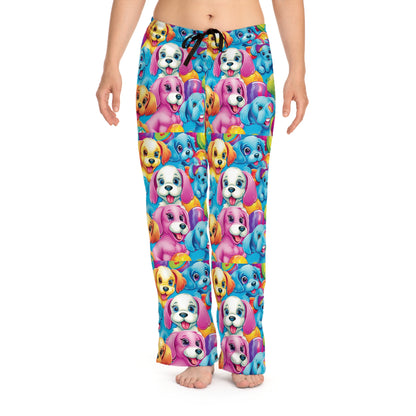 Happy Puppy &amp; Dog Design - Vivos y llamativos - Pantalones de pijama para mujer (AOP) 