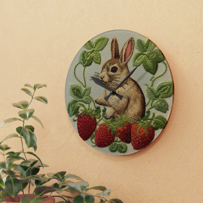 Easter Bunny Rabbit Strawberry Acrylic Wall Clock