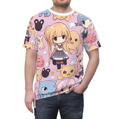 Kawaii Anime Girls: キュートで愛らしいマンガにインスパイアされたデザイン - ユニセックス カットソー Tシャツ (AOP) 