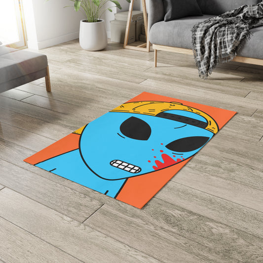 Blue Blood Visitor Alien Cartoon Dobby Rug