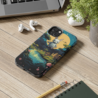 White Rabbit Mystery Psychedelic Fantasy Anime Cartoon Bunny - Tough Phone Cases