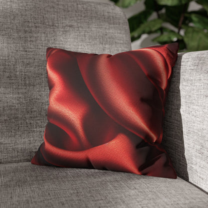 Red Silk, Spun Polyester Square Pillowcase