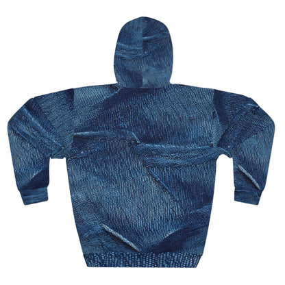 Azul oscuro: diseño de tela desgastada inspirada en la mezclilla - Sudadera con capucha unisex (AOP) 