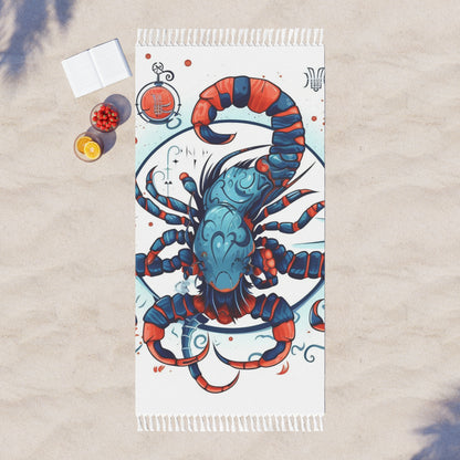 Cute Scorpio Zodiac Sign - Big Claws, Long Tail Cosmic Astrology Symbol - Boho Beach Cloth