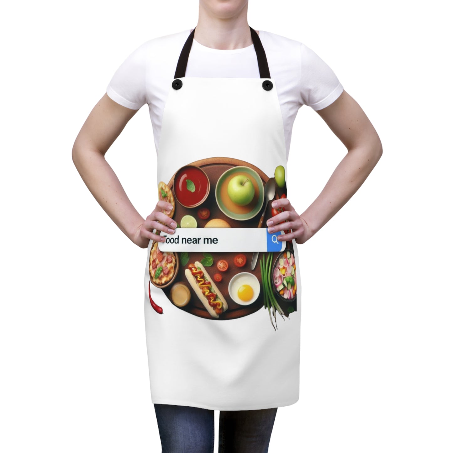 Food Near Me, Funny Gift, Apron (AOP)