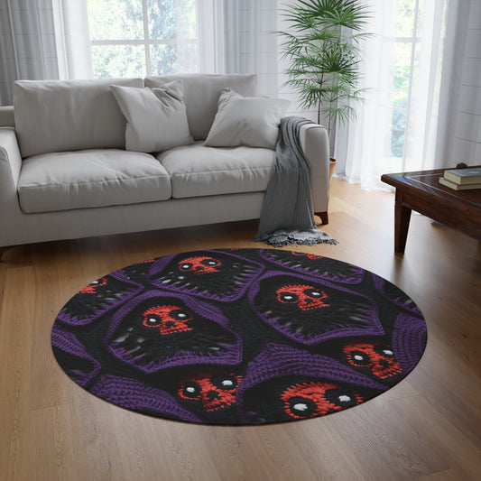 Grim Reaper Crochet Halloween Fright Scare Ghoul Fantasy Horror - Round Rug