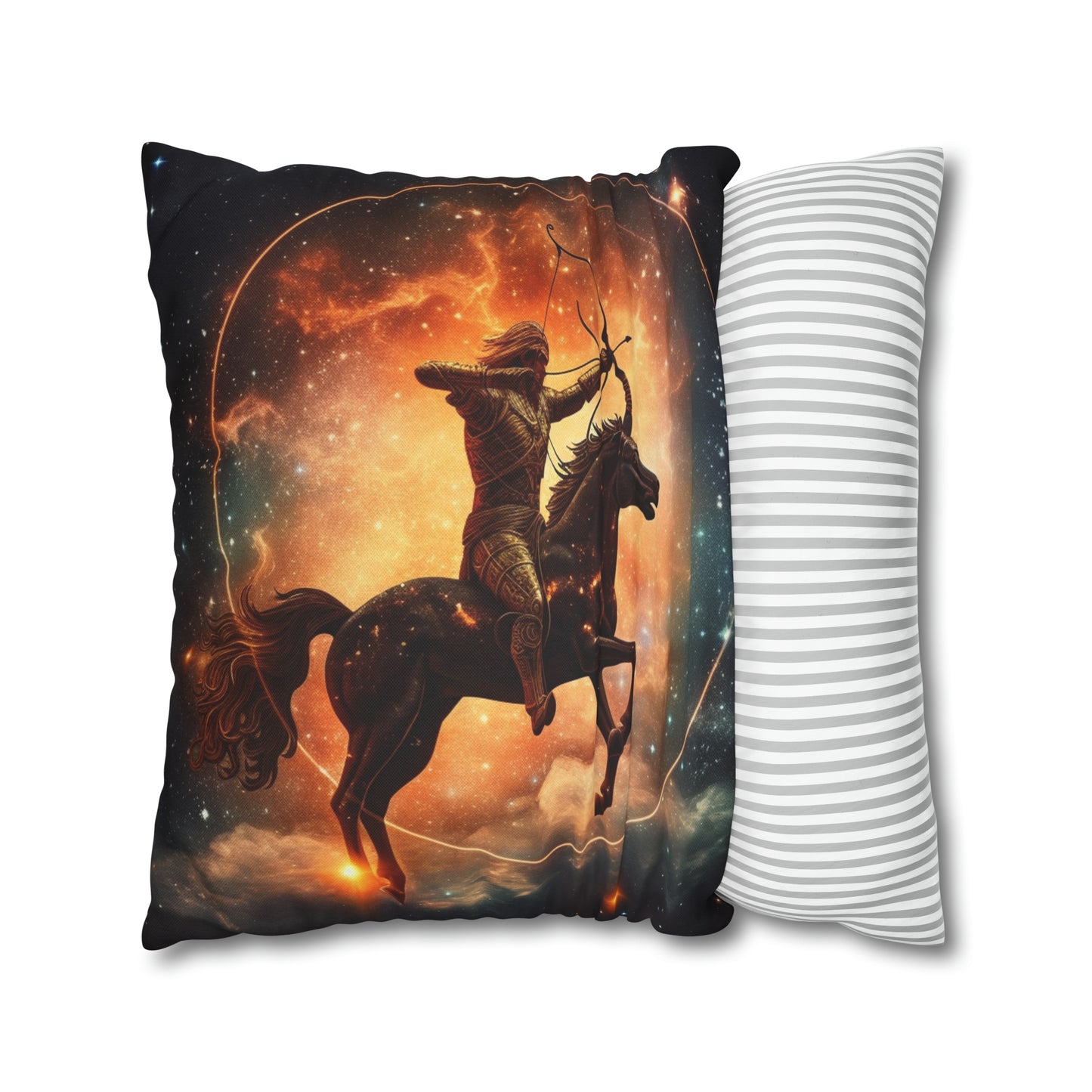 Sagittarius Constellation Totem - Archer in Action Zodiac Symbol - Spun Polyester Square Pillow Case