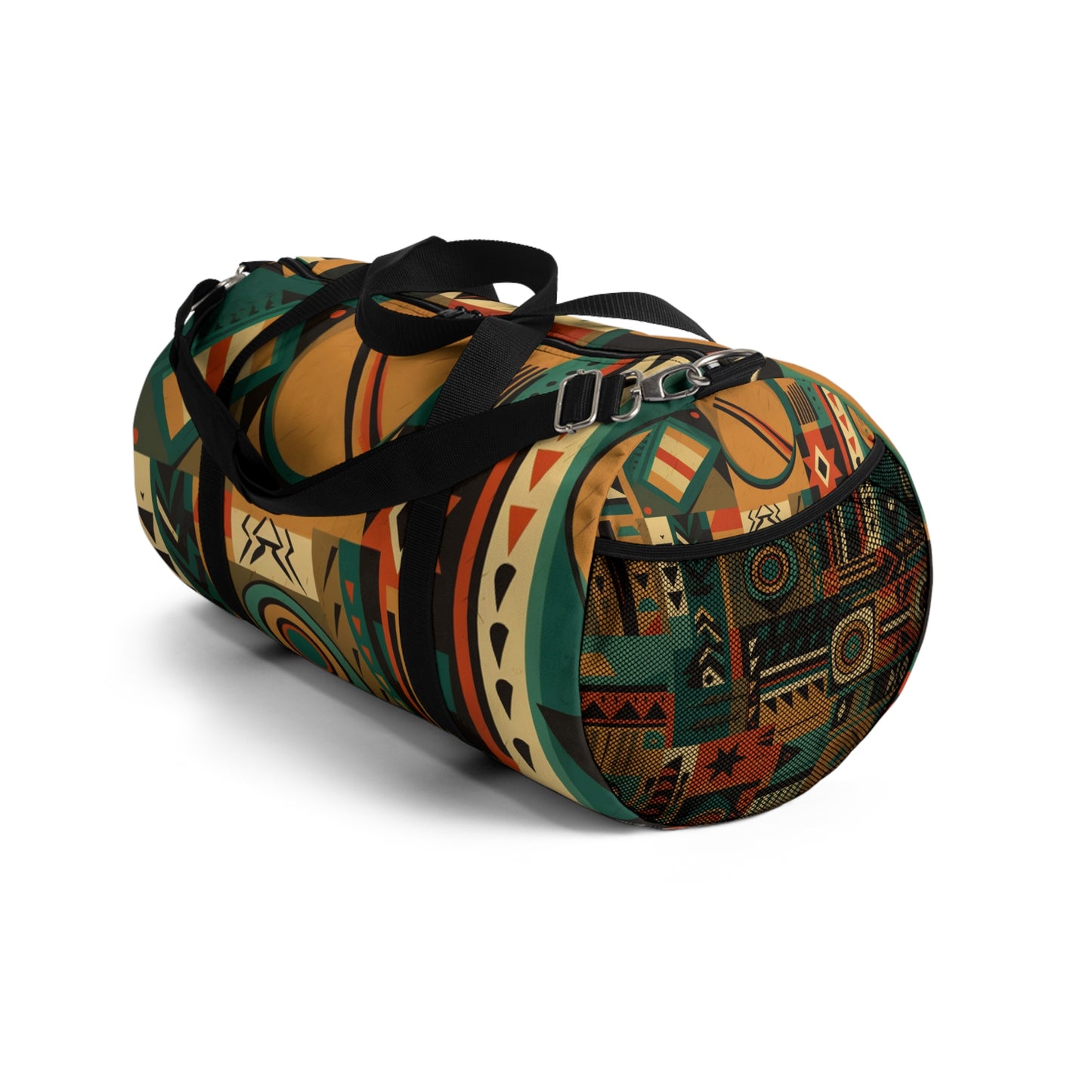 Earthy Tones Geometric Tribal-Inspired Pattern Design Duffel Bag