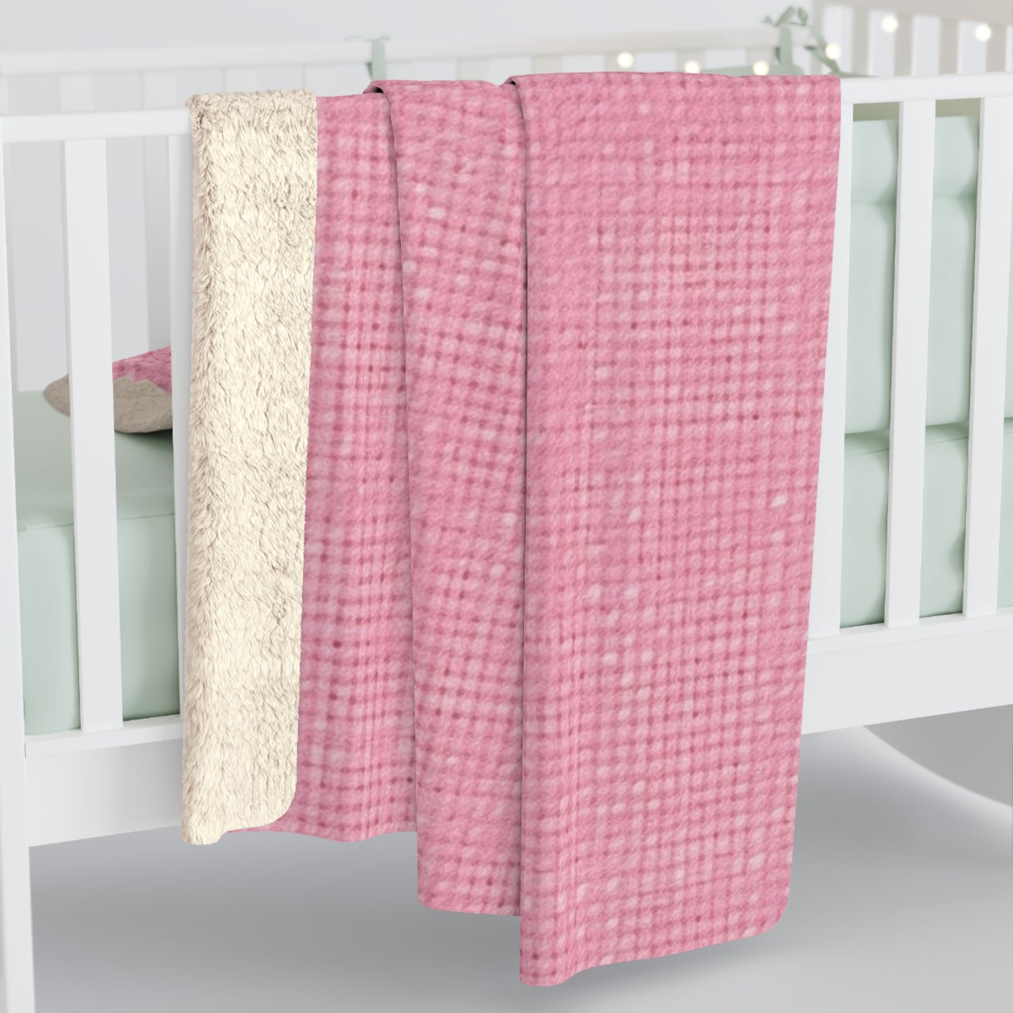 Pastel Rose Pink: Denim-Inspired, Refreshing Fabric Design - Sherpa Fleece Blanket