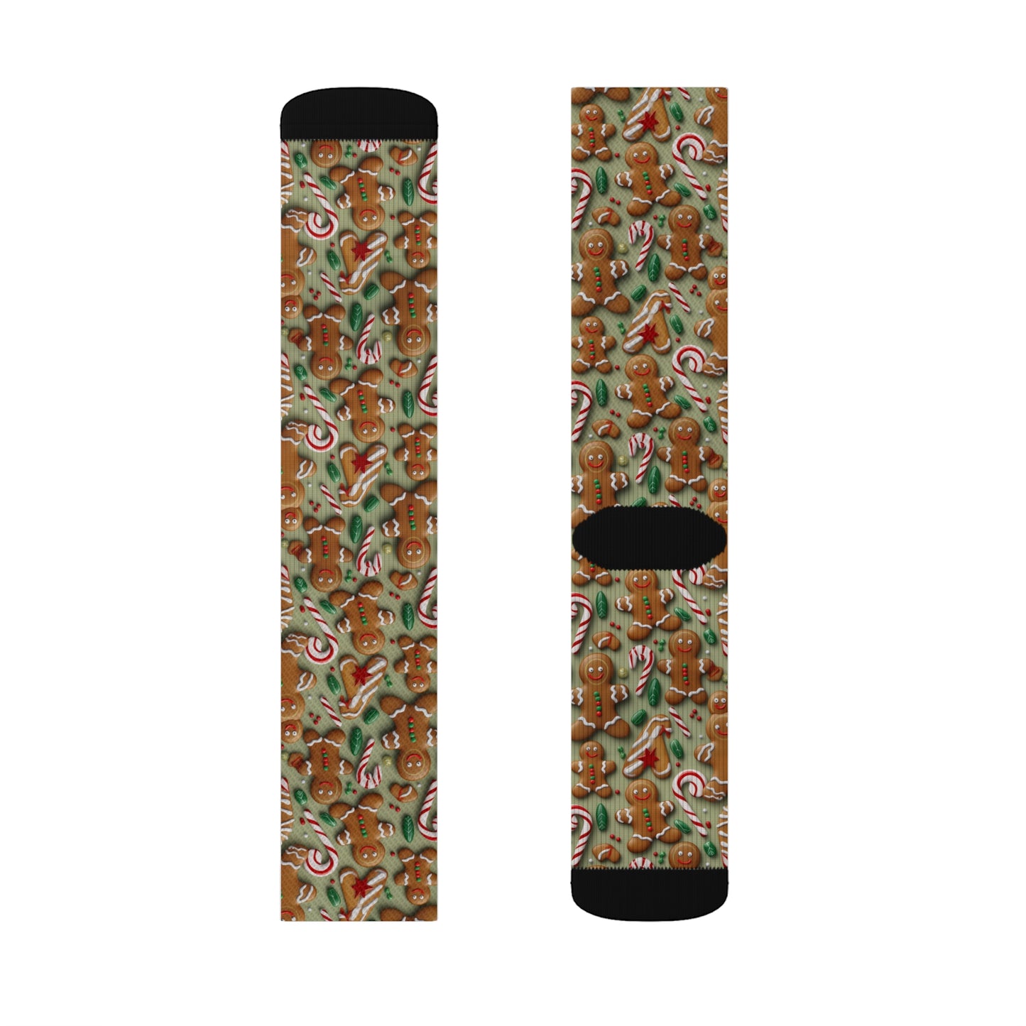 Gingerbread Man Christmas Cookie - Tree - Candy Cane - Sublimation Socks