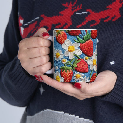 Orchard Berries: Juicy Sweetness from Nature's Garden - Fresh Strawberry Elegance - Ceramic Mug 11oz