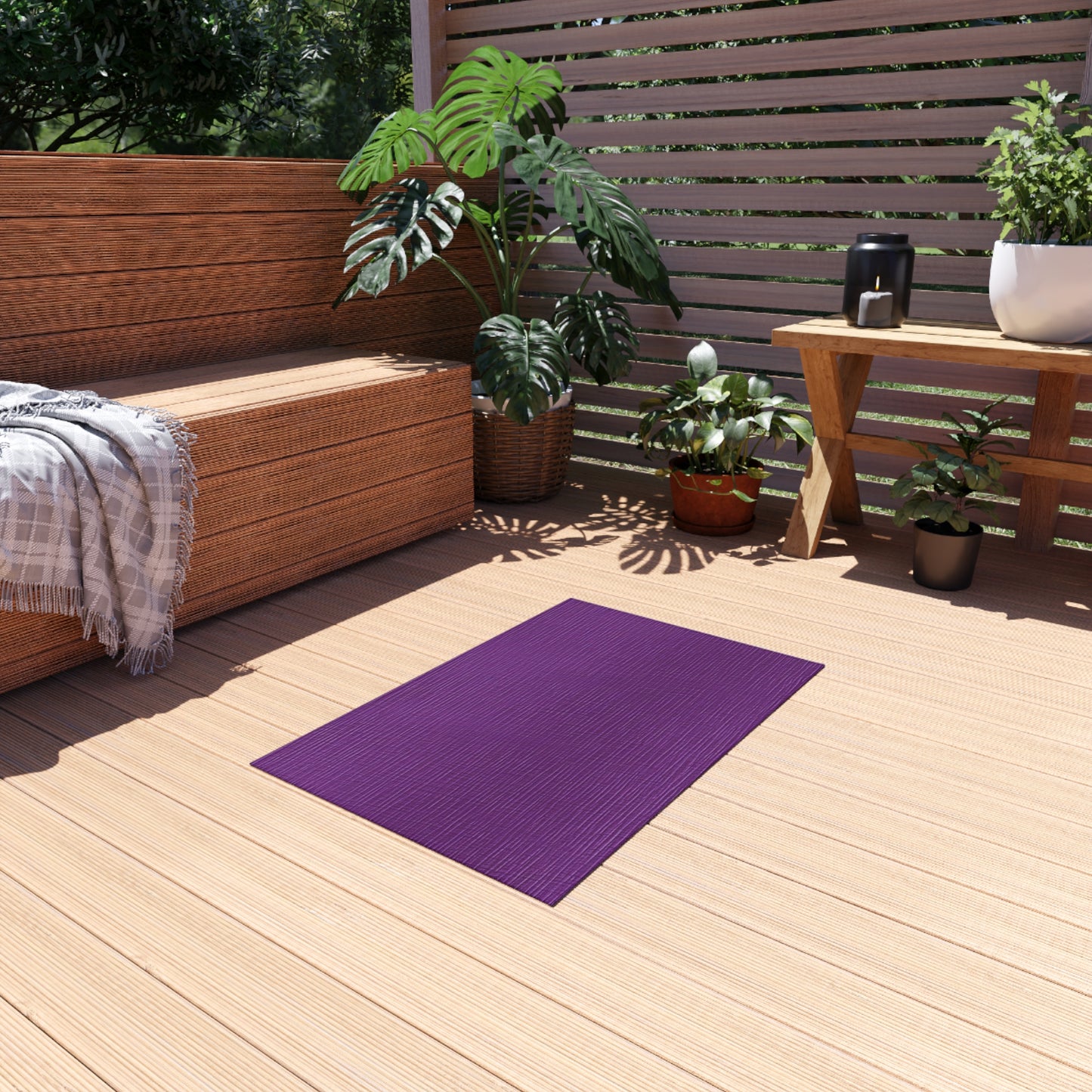 Violet/Plum/Purple: Denim-Inspired Luxurious Fabric - Outdoor Rug