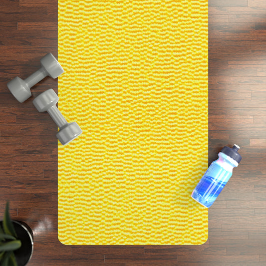 Sunshine Yellow Lemon: Denim-Inspired, Cheerful Fabric - Rubber Yoga Mat