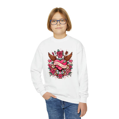 Cupidos Elección Corazón con Rosas y Flecha - Vibrante Amor del Día de San Valentín - Sudadera con cuello redondo juvenil