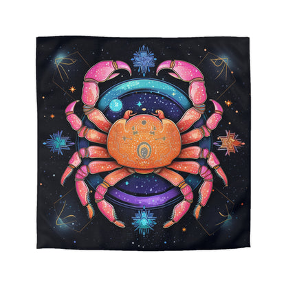 Rainbow Celestial Crab - Vibrant Cancer Zodiac Sign Art - Microfiber Duvet Cover