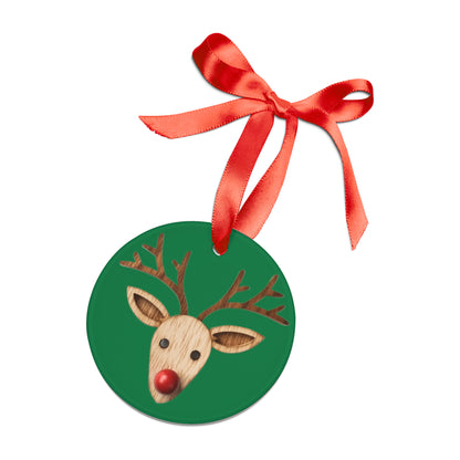 Red Reindeer Nose Christmas Classic Winter Season - Acrylic Ornament with Ribbon