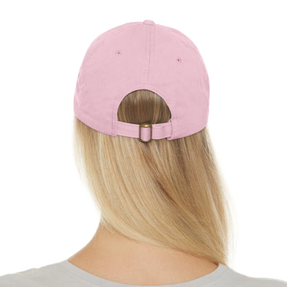 Pickle Playing Pickleball: Serve, Paddle, Game - Court Sport - Dad Hat with Leather Patch (Round)