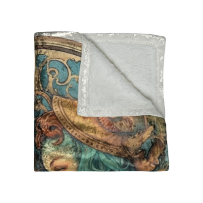 Steampunk Gemini - Dualistic Motifs & Vibrant Contrast - Crushed Velvet Blanket