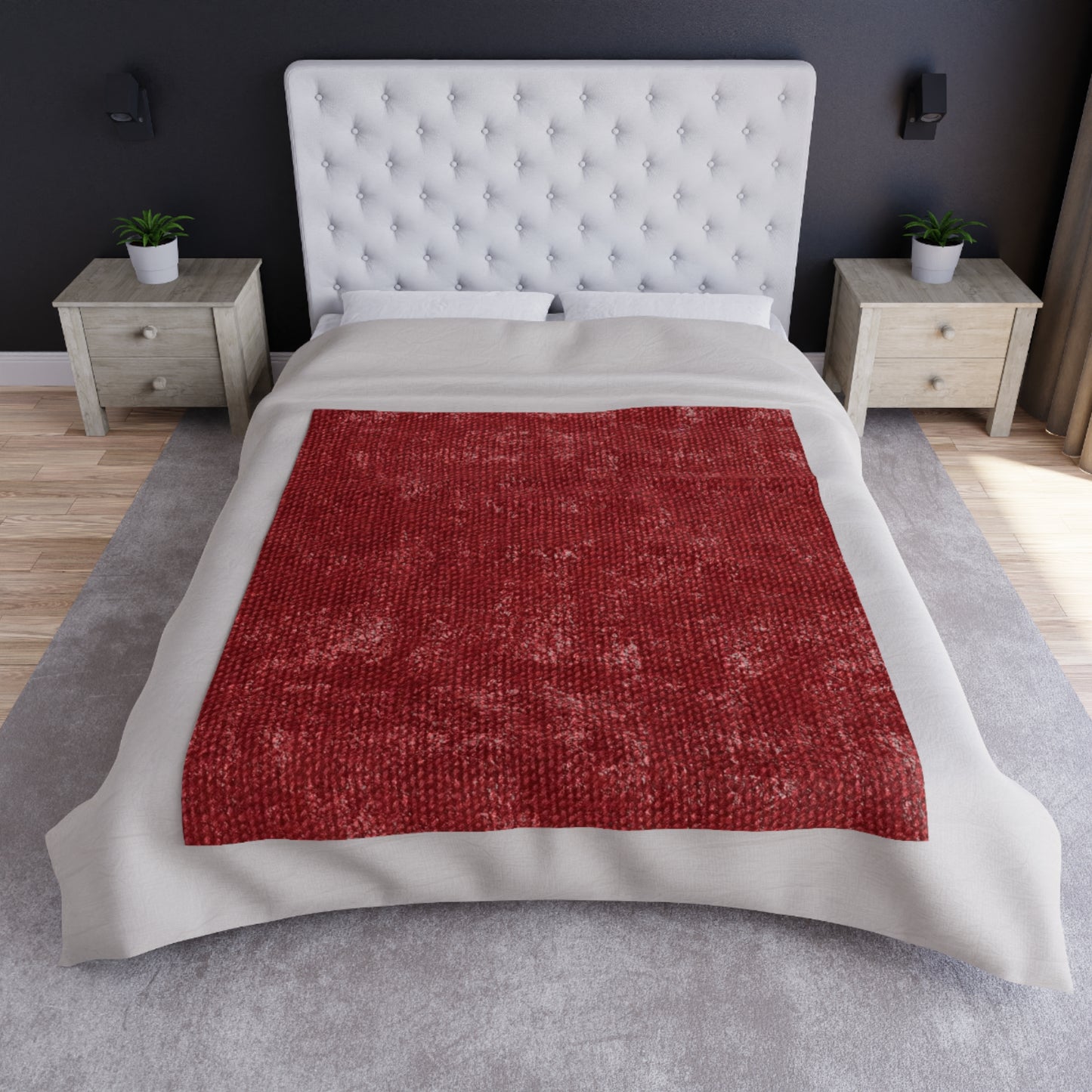 Bold Ruby Red: Denim-Inspired, Passionate Fabric Style - Crushed Velvet Blanket