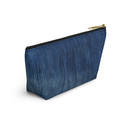 Indigo Splash: Washed Denim Reverie in Deep Blue - Accessory Pouch w T-bottom