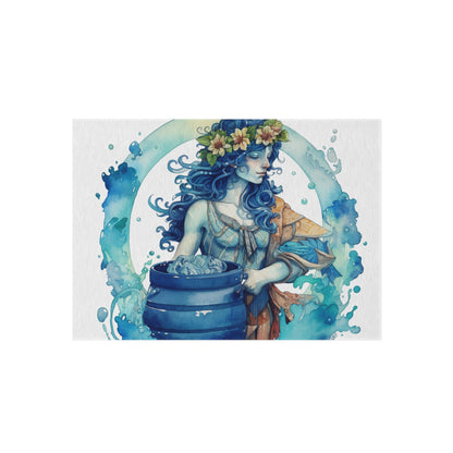 Artistic Aquarius Zodiac - Watercolor Water-Bearer Depiction - Outdoor Rug