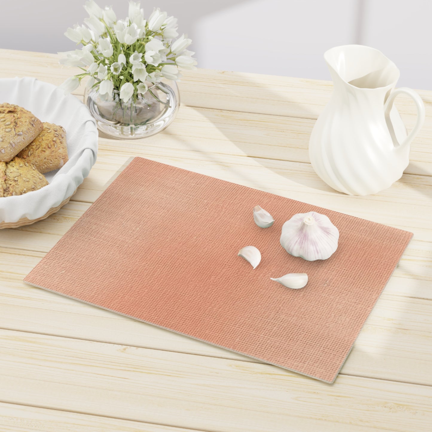 Soft Pink-Orange Peach: Denim-Inspired, Lush Fabric - Cutting Board