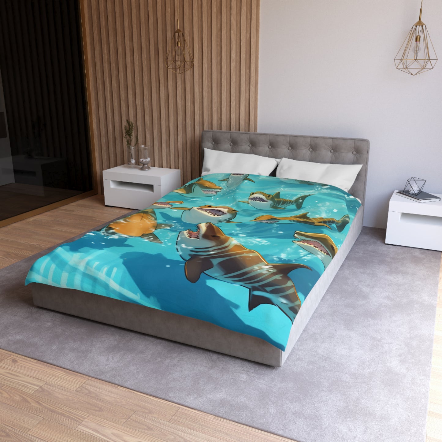 Tiger Shark: Ocean Marine Wildlife - Underwater - Microfiber Duvet Cover