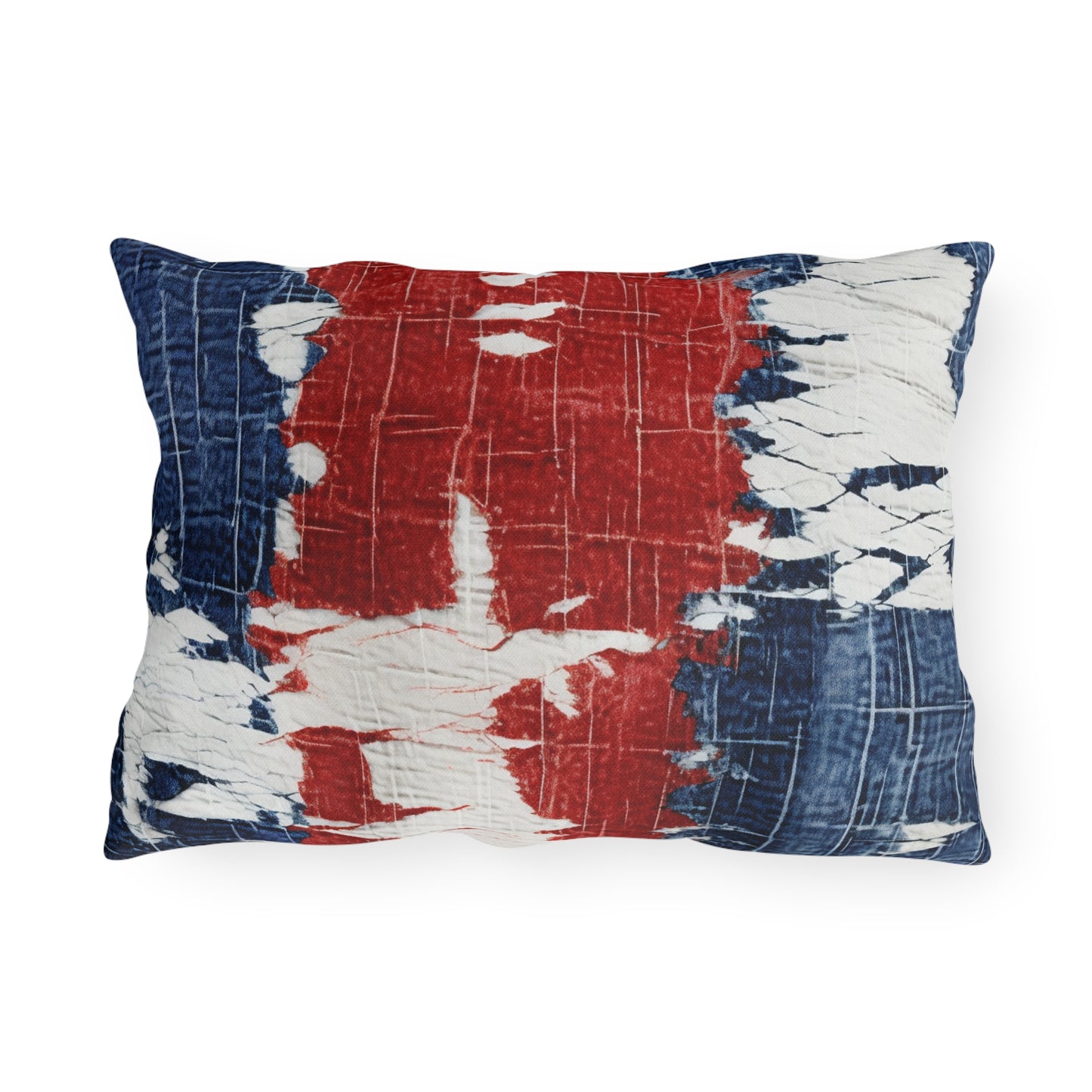 Rojo, blanco y azul patriótico: estilo vaquero desgastado, tela rasgada - Almohadas para exteriores