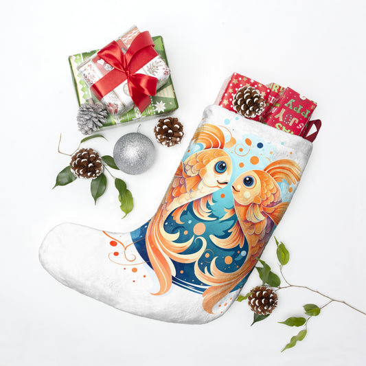 Charming Cartoon Fish Pisces - Dreamy Zodiac Illustration - Christmas Stockings