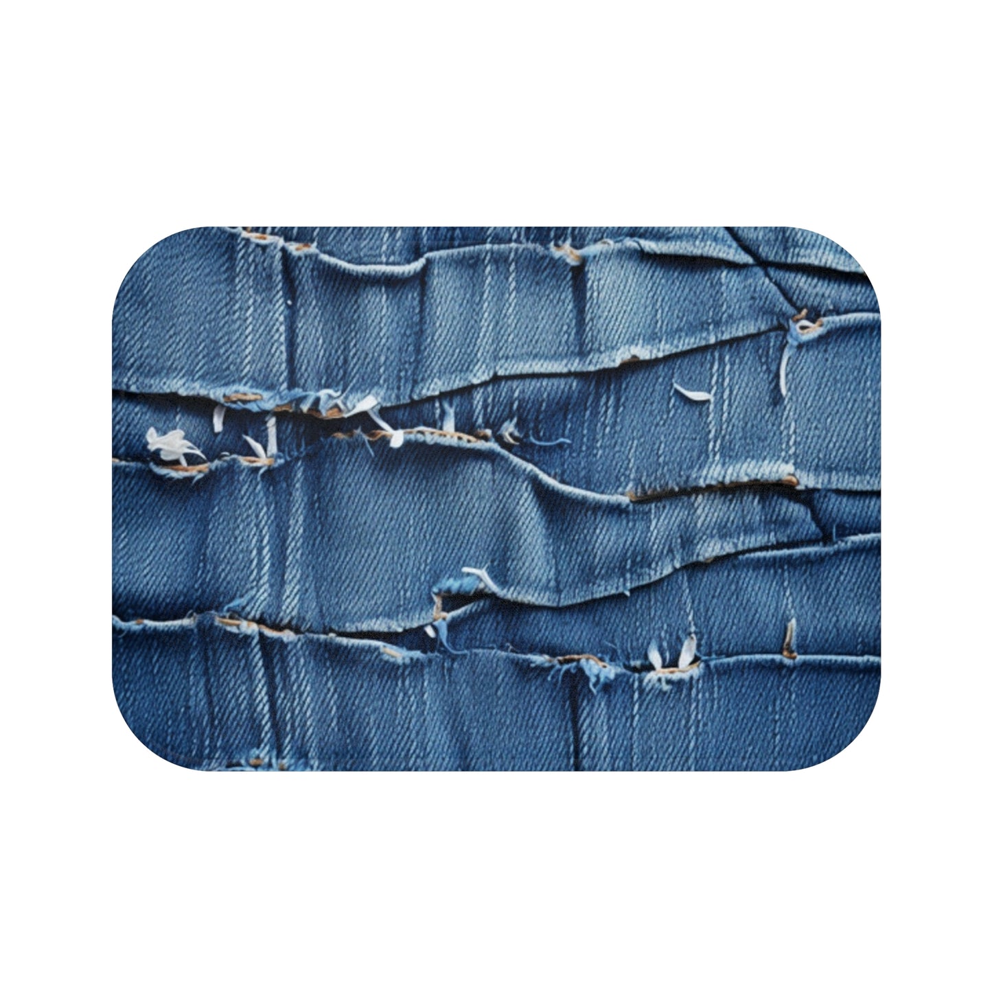 Denim desgastado azul medianoche: diseño resistente, rasgado y elegante - Alfombra de baño