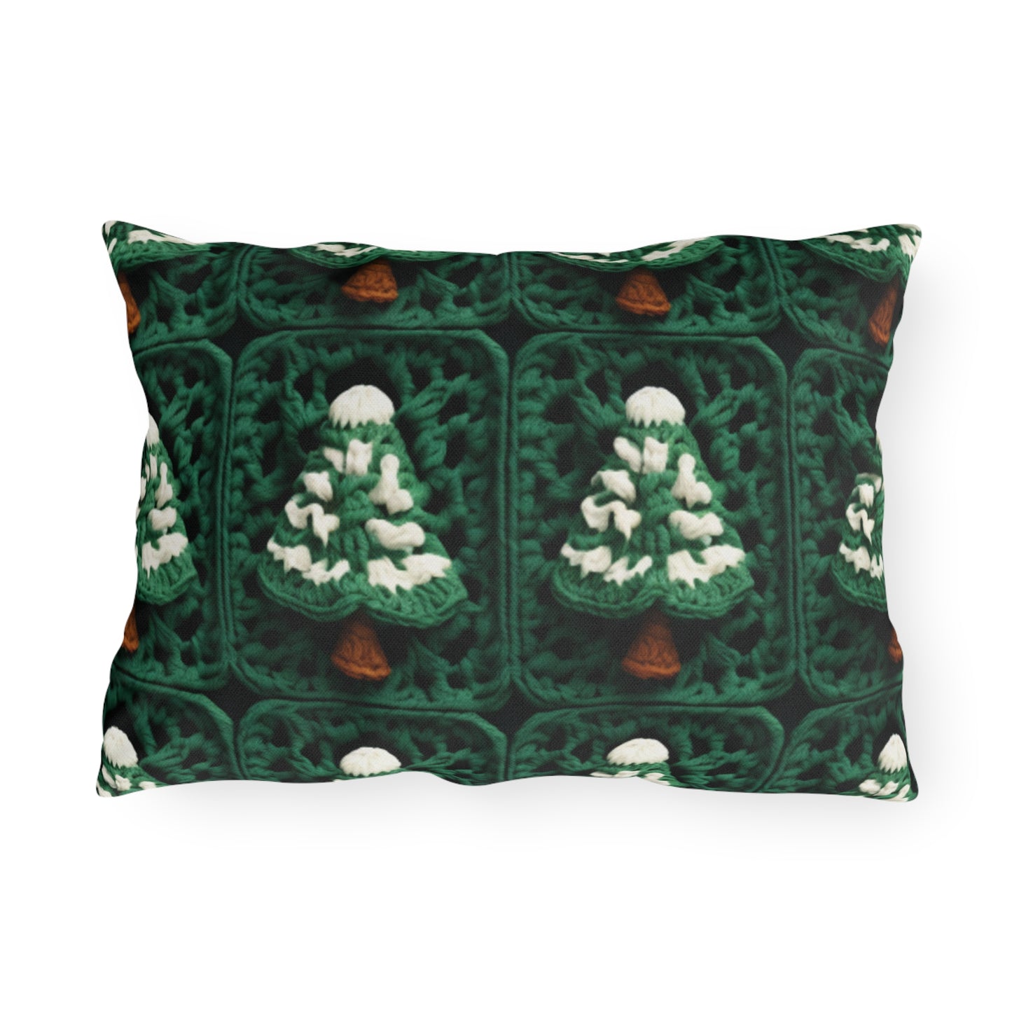 Evergreen Christmas Trees Crochet, Festive Pine Tree Holiday Craft, Yuletide Forest, Winter - Outdoor Pillows