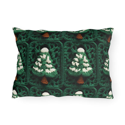 Evergreen Christmas Trees Crochet, Festive Pine Tree Holiday Craft, Yuletide Forest, Winter - Outdoor Pillows