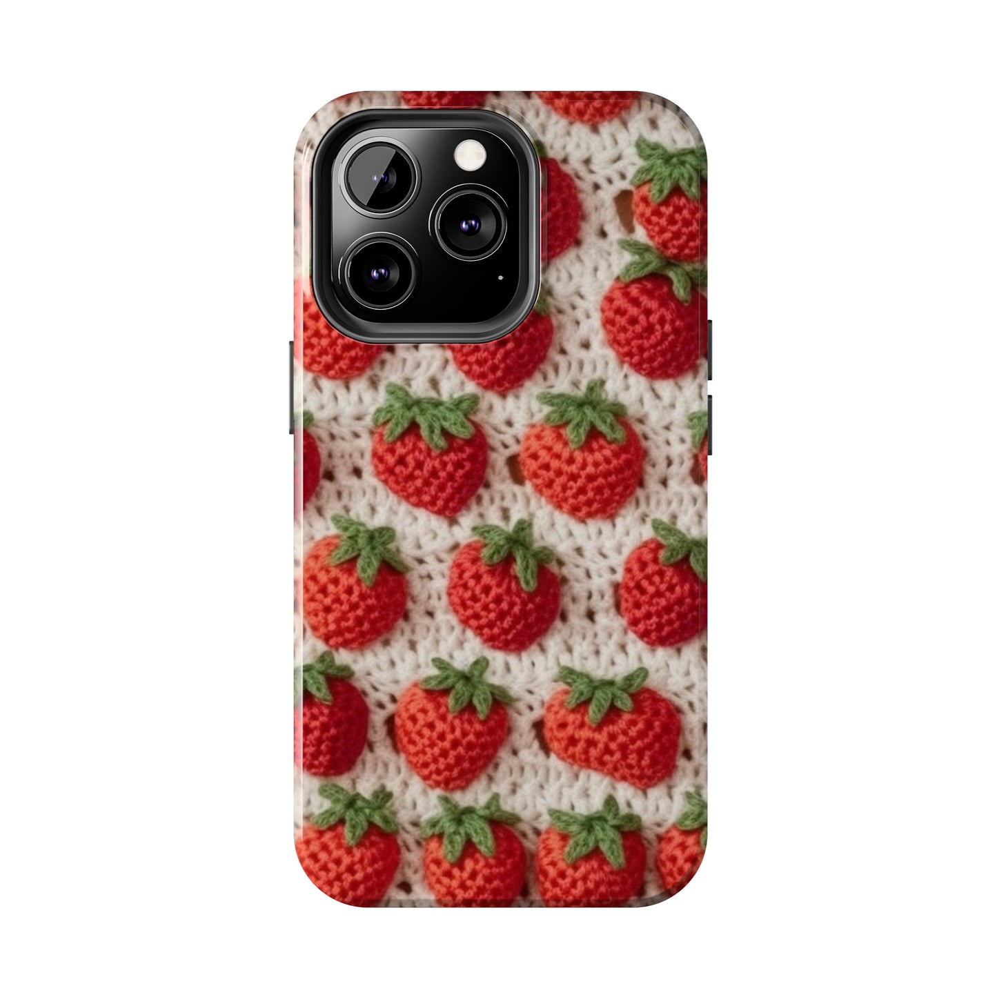 Strawberry Traditional Japanese, Crochet Craft, Fruit Design, Red Berry Pattern - Tough Phone Cases