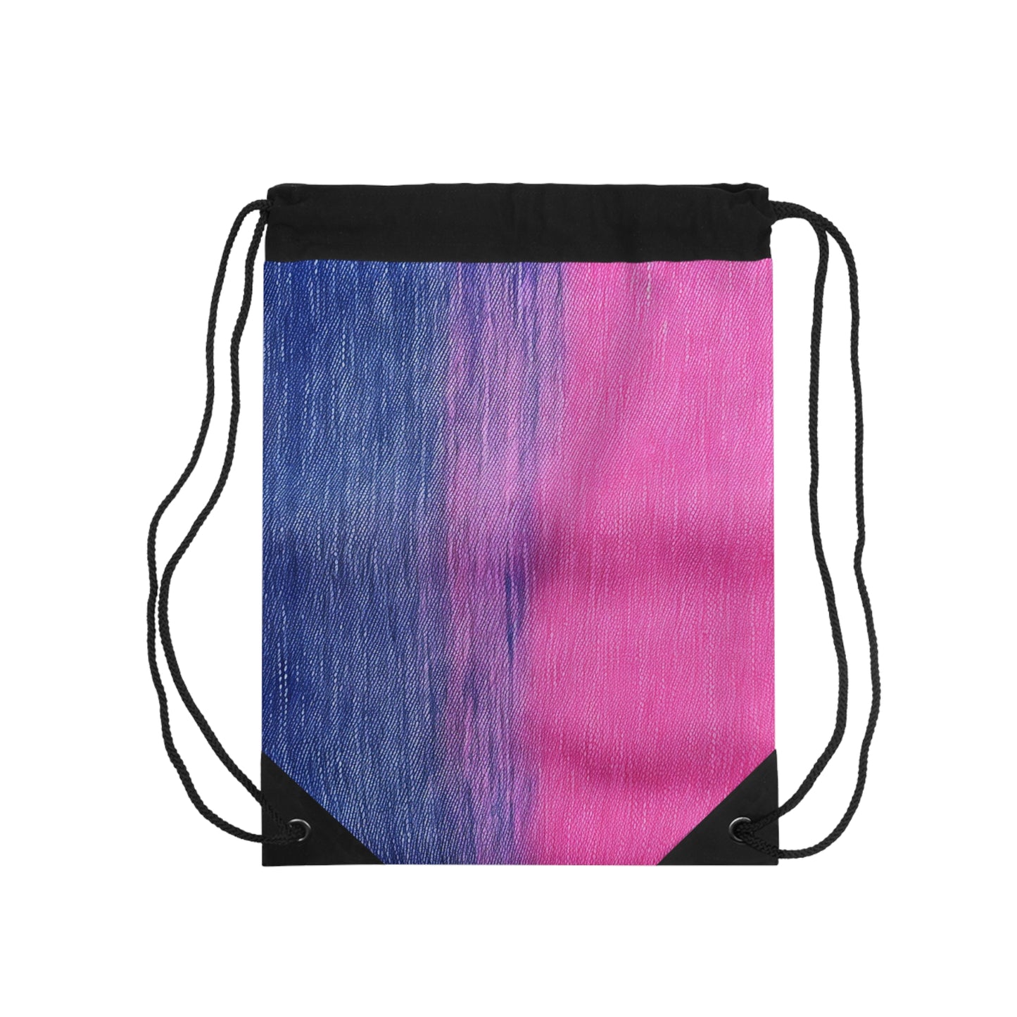 Dual Delight: Half-and-Half Pink & Blue Denim Daydream - Drawstring Bag