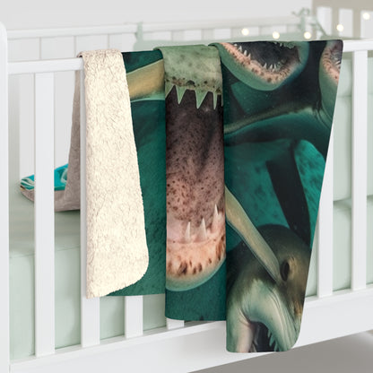 Laughing Lemon Sharks: Joyful Sea Jaws Ocean Deep - Sherpa Fleece Blanket