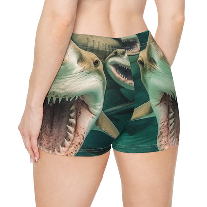 Tiburones limón risueños: Joyful Sea Jaws Ocean Deep - Pantalones cortos para mujer (AOP) 