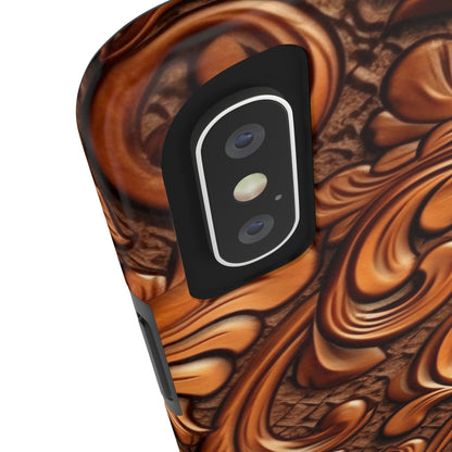 Leather Flower Cognac Classic Brown Timeless American Cowboy Design - Tough Phone Cases