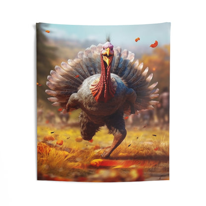 Thanksgiving Trot Turkey Run Athlete Sprint Racer Holiday Feast Dinner - Indoor Wall Tapestries