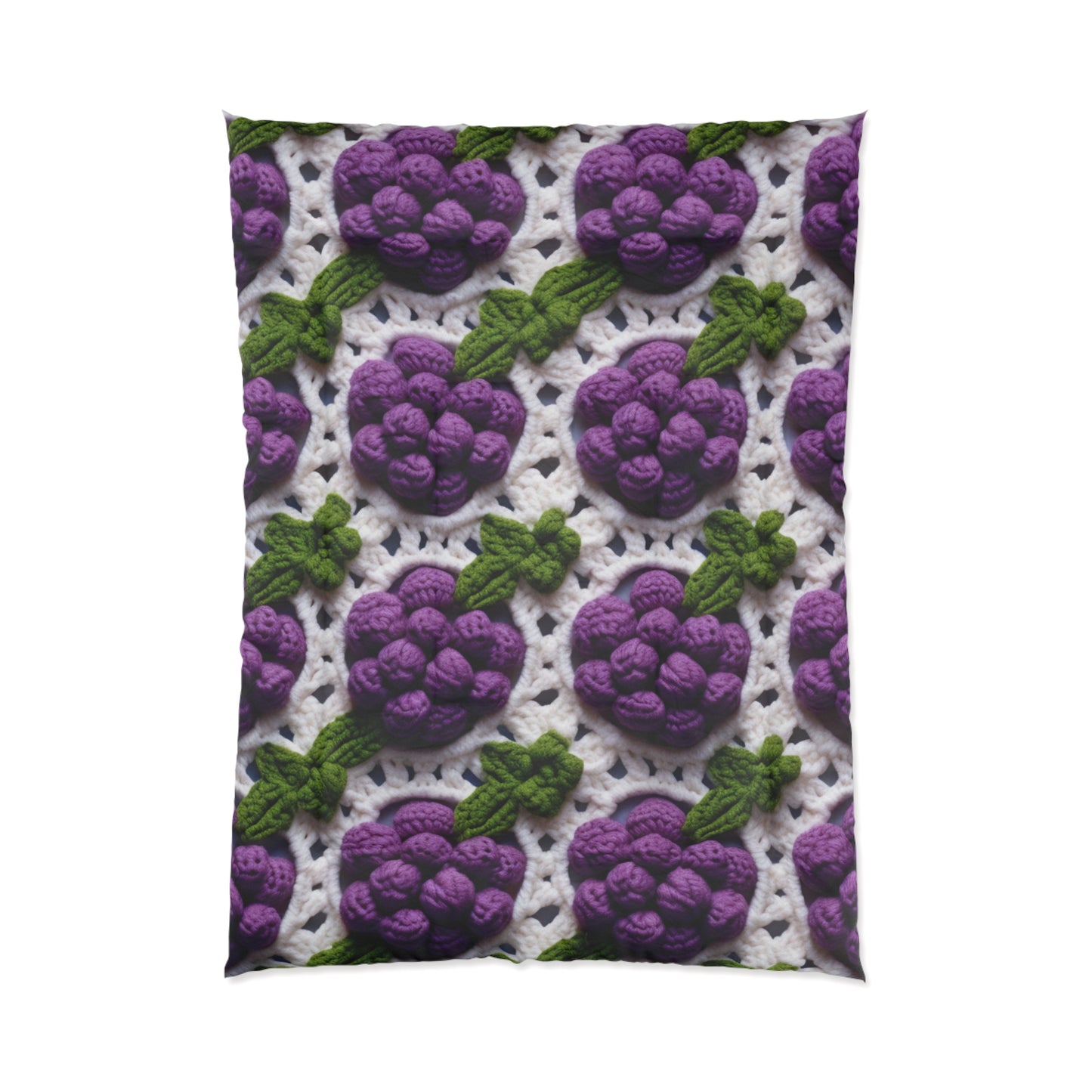 Crochet Grapes Pattern - Granny Square Design - Fresh Fruit Pick - Orchard Purple Snack Food - Bed Comforter