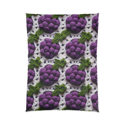 Crochet Grapes Pattern - Granny Square Design - Fresh Fruit Pick - Orchard Purple Snack Food - Bed Comforter