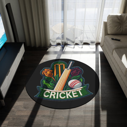 Cricket Sport, Chenille Patch Graphic, Round Rug