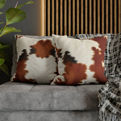 Hair Cowhide Leather Natural Design Tough Durable Rugged Style - Spun Polyester Square Pillow Case