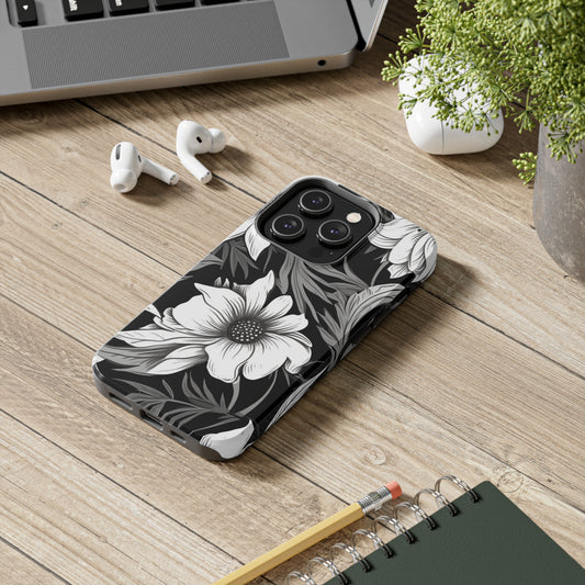 Monochromatic Floral - Blossom Maximalism, Watercolor Flower Pattern, Soft Cream Decor - Tough Phone Cases