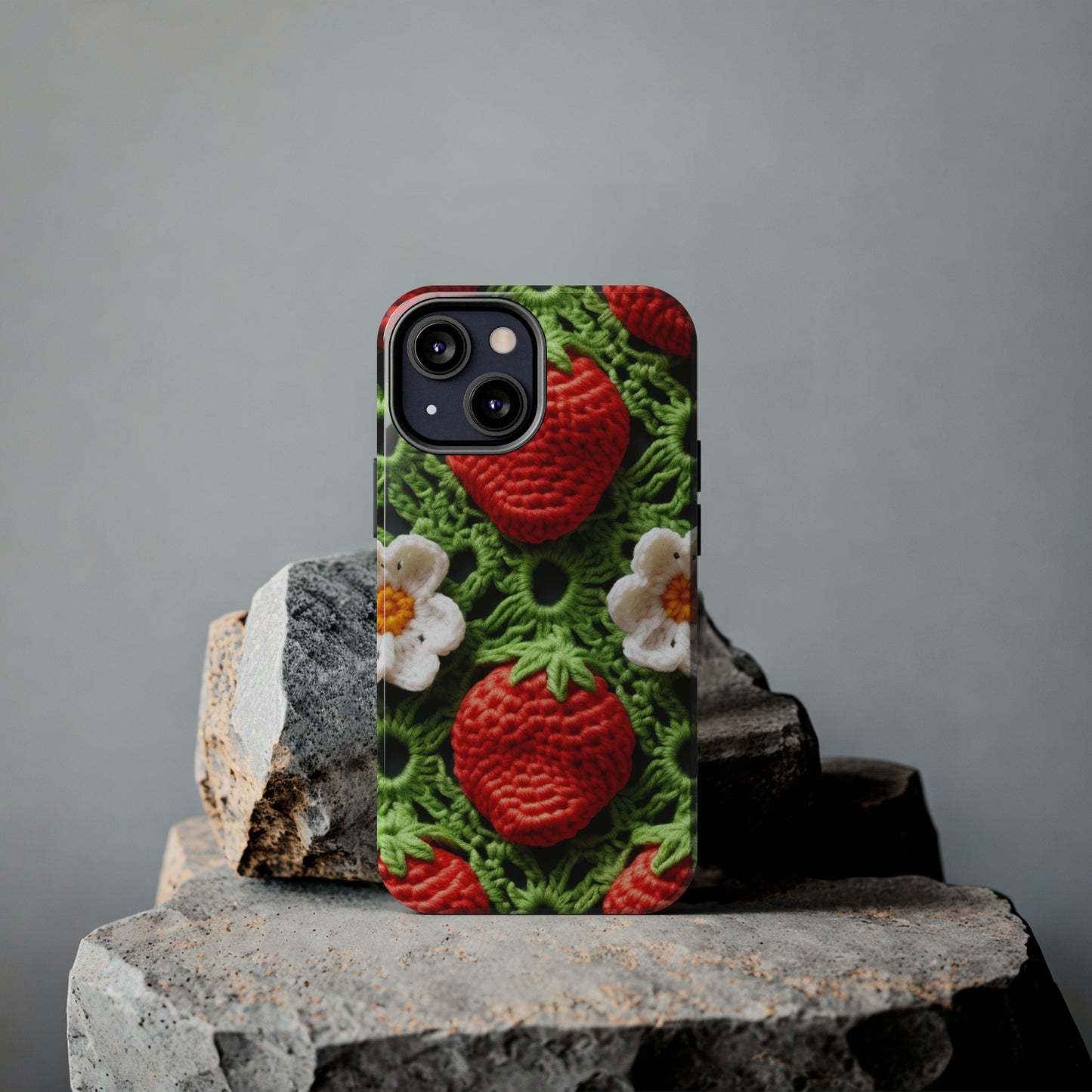 Strawberry Field Crochet - Forever Forest Greens - Fruit Berry Harvest Crop - Tough Phone Cases