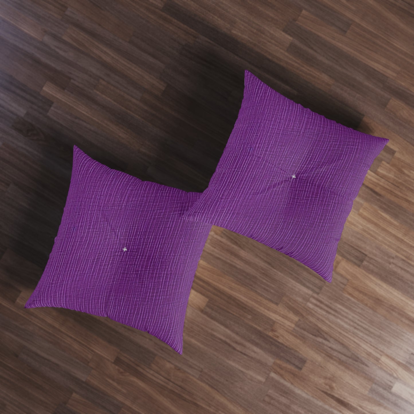 Violet/Plum/Purple: Denim-Inspired Luxurious Fabric - Tufted Floor Pillow, Square