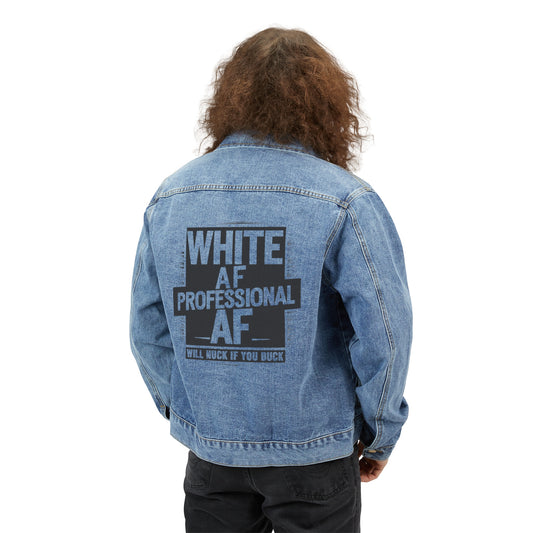 White AF, White History, Funny Gift, Men's Denim Jacket