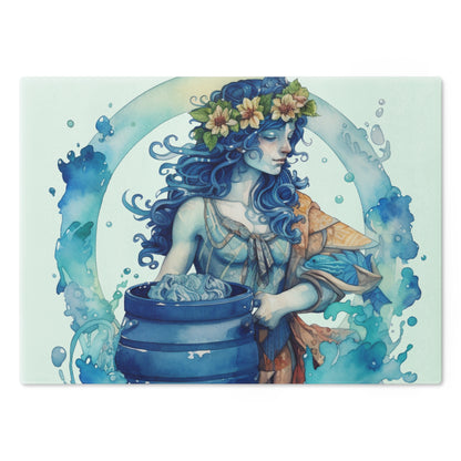 Artistic Aquarius Zodiac - Watercolor Water-Bearer Depiction - Cutting Board